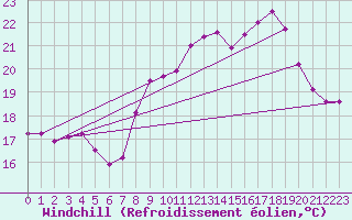 Courbe du refroidissement olien pour Ile du Levant (83)