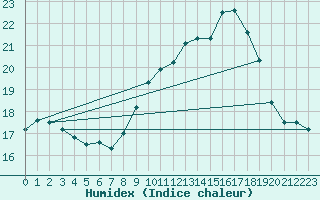 Courbe de l'humidex pour Ble - Binningen (Sw)