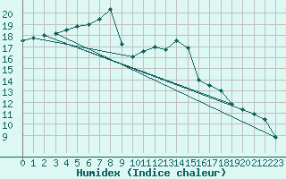 Courbe de l'humidex pour Altenrhein