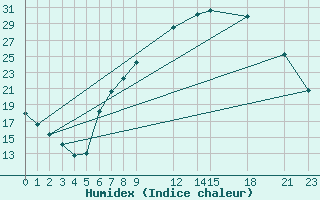 Courbe de l'humidex pour Nesbyen-Todokk