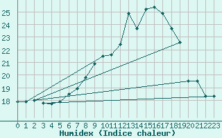 Courbe de l'humidex pour Ble - Binningen (Sw)