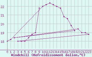 Courbe du refroidissement olien pour Capo Palinuro