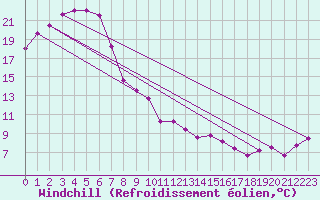 Courbe du refroidissement olien pour Coonamble