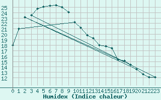 Courbe de l'humidex pour Wiluna Aero