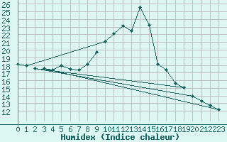 Courbe de l'humidex pour Bjornholt
