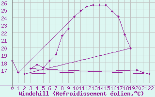Courbe du refroidissement olien pour Viseu