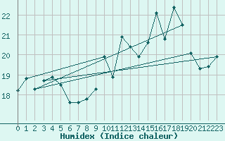 Courbe de l'humidex pour Le Havre - Octeville (76)