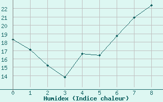 Courbe de l'humidex pour Bischofszell