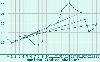 Courbe de l'humidex pour Brignogan (29)