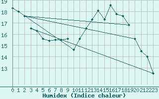 Courbe de l'humidex pour Charleroi (Be)