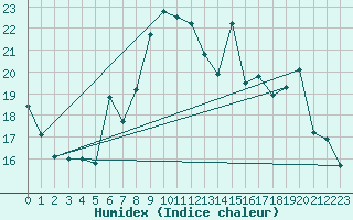 Courbe de l'humidex pour Terschelling Hoorn