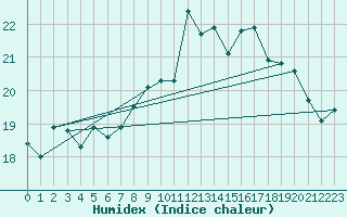 Courbe de l'humidex pour Cap de la Hague (50)