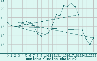 Courbe de l'humidex pour Ernage (Be)