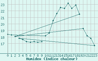 Courbe de l'humidex pour Niort (79)