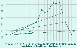 Courbe de l'humidex pour Ile du Levant (83)