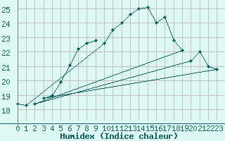 Courbe de l'humidex pour Lauwersoog Aws