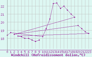 Courbe du refroidissement olien pour Ploudalmezeau (29)