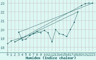 Courbe de l'humidex pour Roesnaes