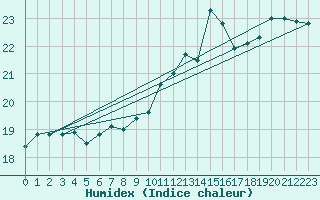 Courbe de l'humidex pour Le Havre - Octeville (76)