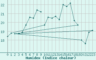 Courbe de l'humidex pour Arkona