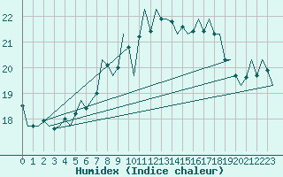 Courbe de l'humidex pour Vlieland