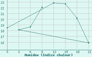 Courbe de l'humidex pour Liski