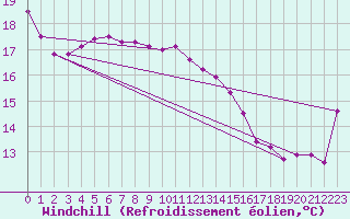 Courbe du refroidissement olien pour Homebush