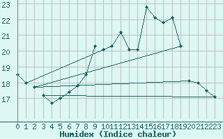 Courbe de l'humidex pour Wiesenburg