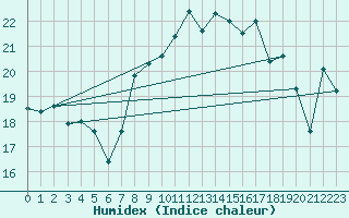 Courbe de l'humidex pour Cap Corse (2B)