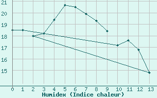 Courbe de l'humidex pour Shirakawa