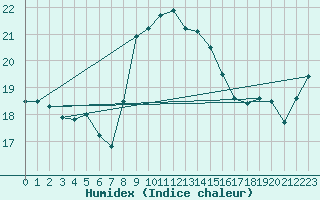 Courbe de l'humidex pour Ile du Levant (83)