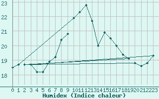 Courbe de l'humidex pour Crosby