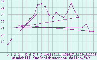 Courbe du refroidissement olien pour Bad Salzuflen