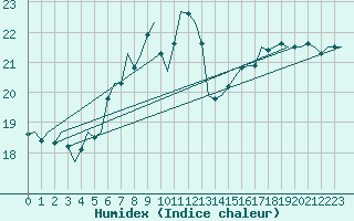 Courbe de l'humidex pour Vlieland