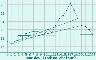 Courbe de l'humidex pour Plasencia