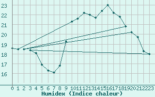 Courbe de l'humidex pour Ste (34)