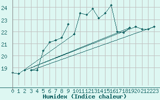 Courbe de l'humidex pour Fisterra