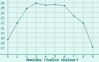 Courbe de l'humidex pour Winton