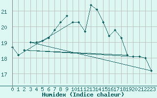 Courbe de l'humidex pour Salzburg / Freisaal