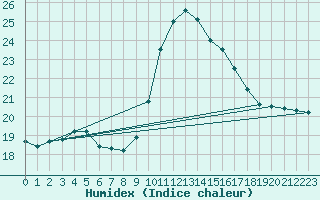 Courbe de l'humidex pour Aizenay (85)