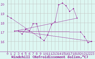 Courbe du refroidissement olien pour Schleiz
