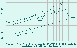 Courbe de l'humidex pour Lannion (22)