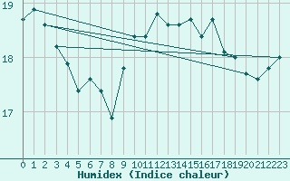 Courbe de l'humidex pour Ferder Fyr