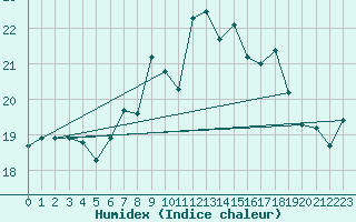 Courbe de l'humidex pour Machrihanish