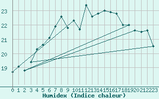 Courbe de l'humidex pour Kongsvinger