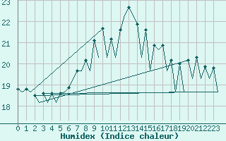 Courbe de l'humidex pour Murcia / San Javier