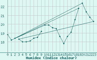 Courbe de l'humidex pour Crosby