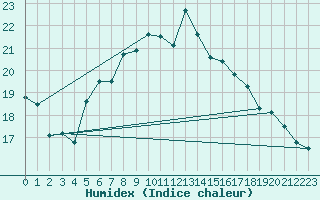 Courbe de l'humidex pour Weiden