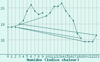 Courbe de l'humidex pour Manston (UK)