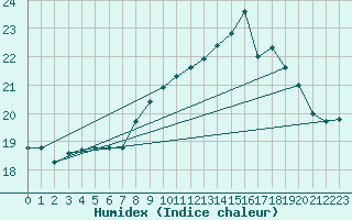 Courbe de l'humidex pour Cap de la Hague (50)